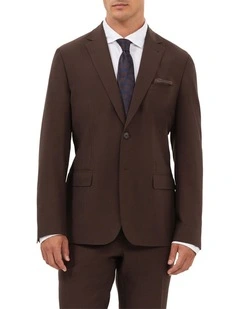 Travel Suit Wool Blend Jacket in Chocolate