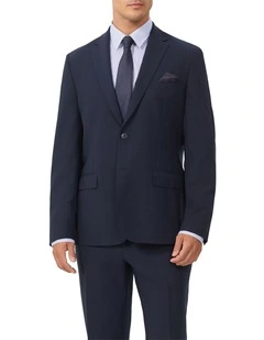 Wool Blend Heritage Weave Suit Jacket in Navy