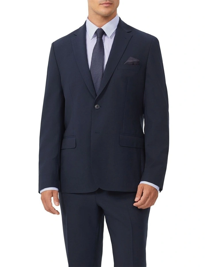 Wool Blend Heritage Weave Suit Jacket in Navy image 1