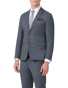 Flex Windowpane Suit Jacket in Grey
