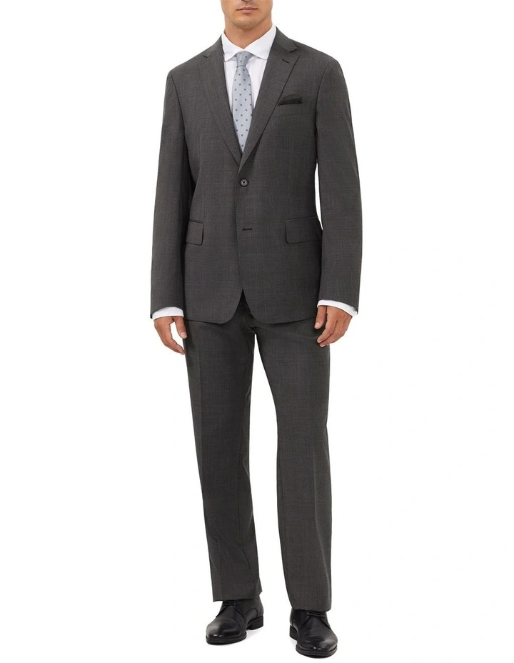 Wool Blend Glen Check Suit Jacket in Charcoal image 2