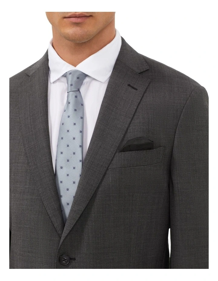 Wool Blend Glen Check Suit Jacket in Charcoal image 3