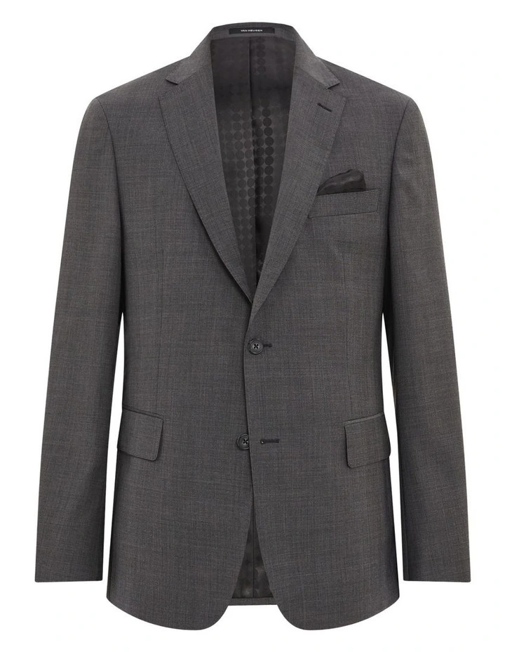 Wool Blend Glen Check Suit Jacket in Charcoal image 5