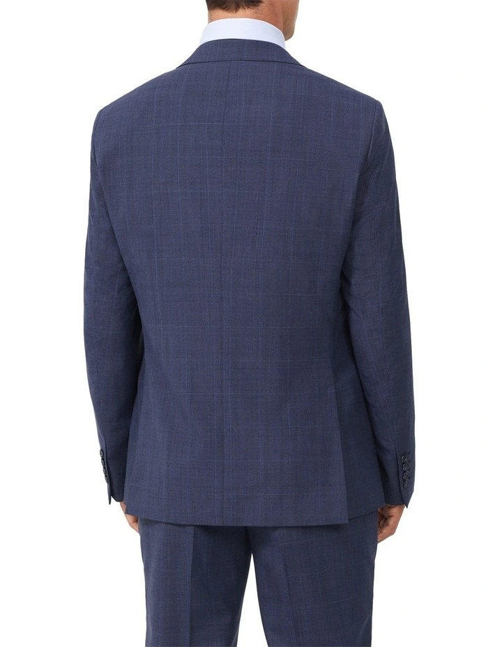 Wool Blend Glen Check Suit Jacket in Navy image 4