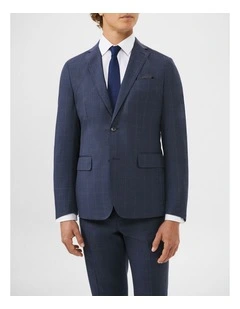 Wool Blend Windowpane Suit Jacket in Brown