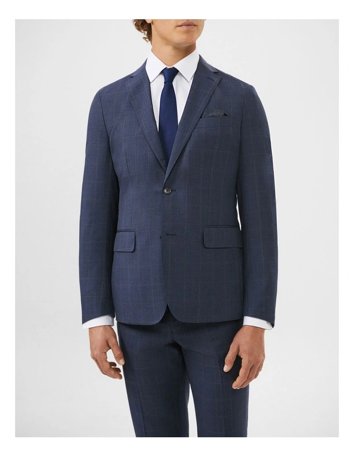 Wool Blend Windowpane Suit Jacket in Brown image 1