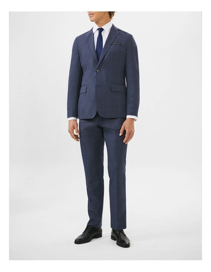 Wool Blend Windowpane Suit Jacket in Brown image 2