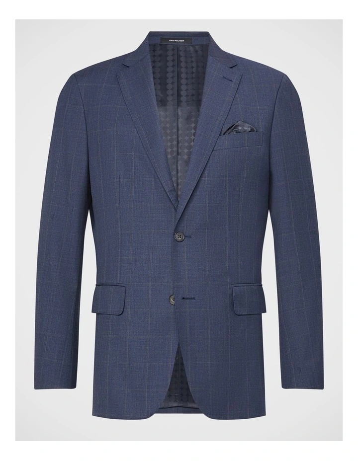 Wool Blend Windowpane Suit Jacket in Brown image 5