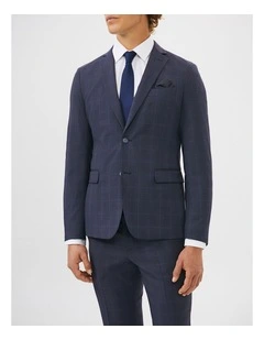 Wool Blend Check Suit Jacket