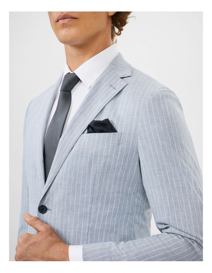 Linen Blend Stripe Suit Jacket in Sky Blue image 3