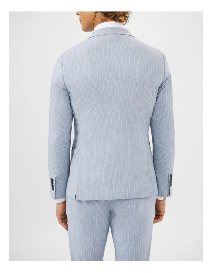 Linen Blend Stripe Suit Jacket in Sky Blue image 4