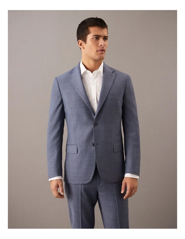 Cross Hatch Suit Jacket in Denim image 1