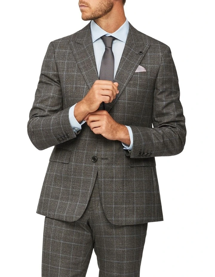 Van Heusen Black Label Slim Pure Wool Windowpane Suit Jacket ...