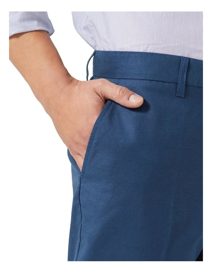 Easy Care Linen Slim Flat Front Pant in Denim image 3