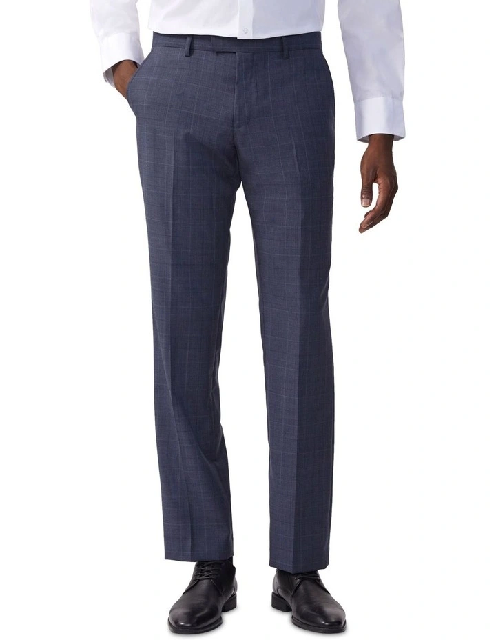Tailored Suit Pant Wool Blend Check in Denim image 1