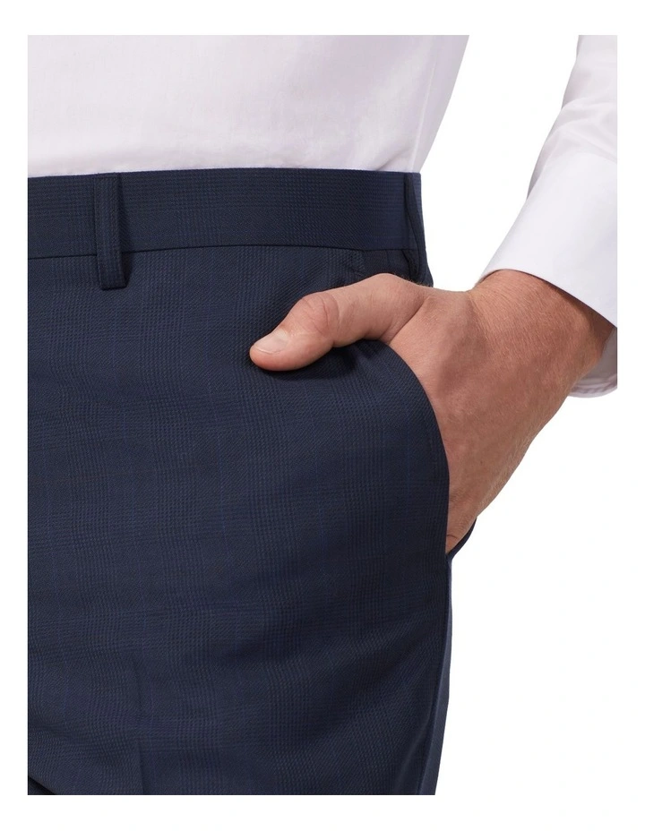 Wool Blend Check Slim Suit Pant in Navy image 3