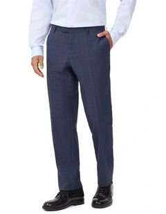 Wool Blend Glen Check Suit Pant in Navy