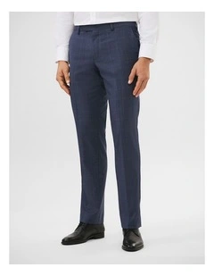 Wool Blend Windowpane Suit Pant in Brown