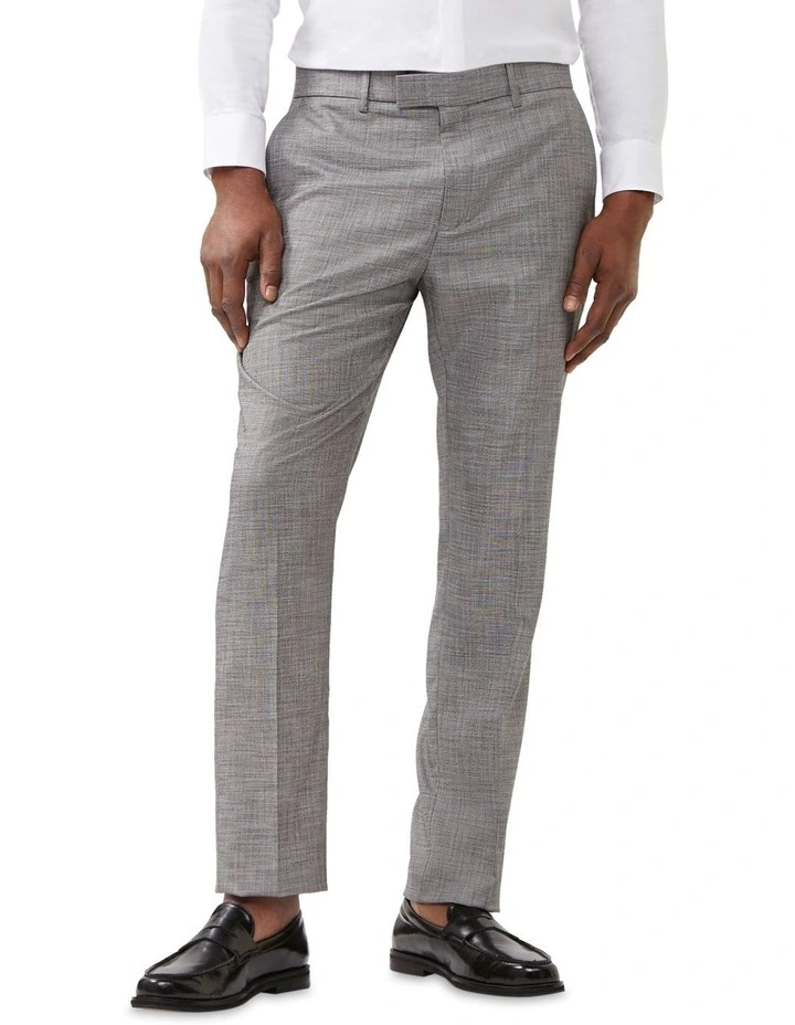 Slim 1 Pleat Trouser Sharkskin Plain in Grey image 1