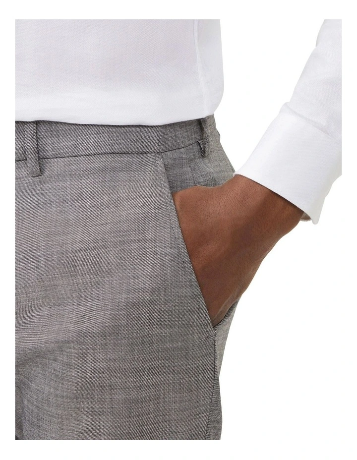 Slim 1 Pleat Trouser Sharkskin Plain in Grey image 3