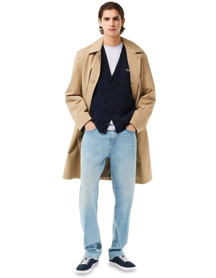 Classic Cotton Cardigan in Navy image 3