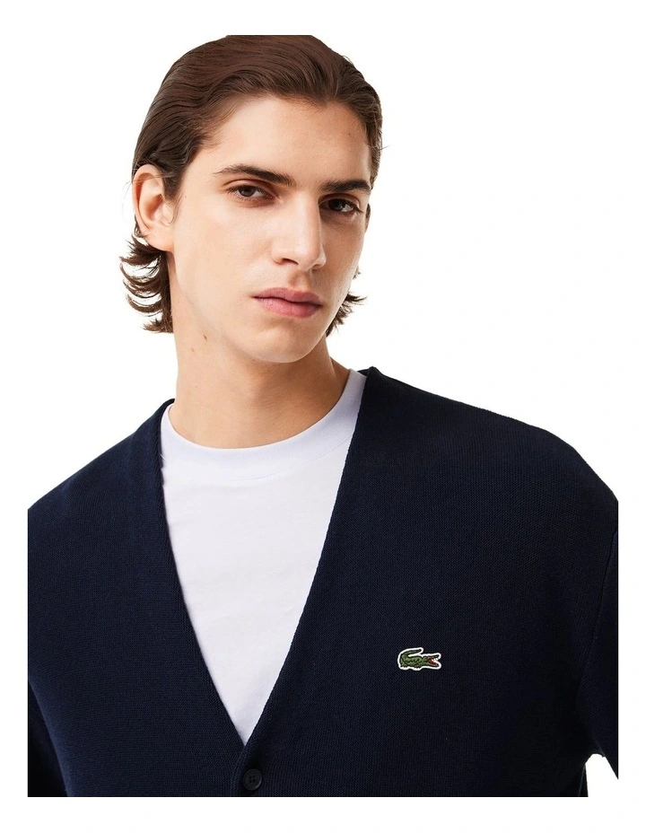 Classic Cotton Cardigan in Navy image 4