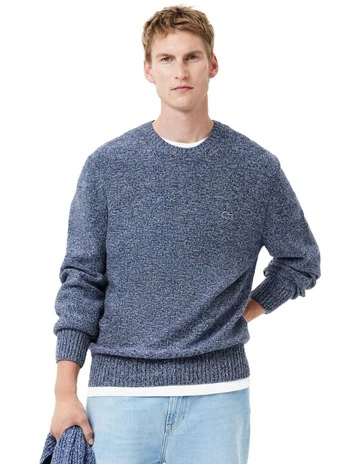 Essential Reversed Wool Knit in Navy Neps