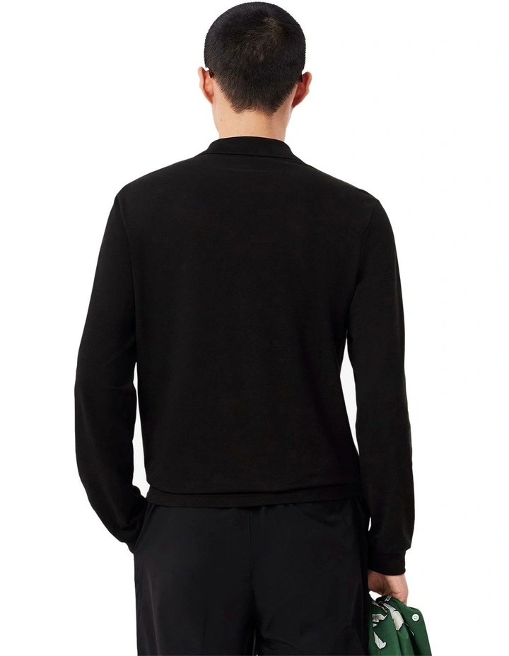 Original Long Sleeve Cotton L.12.12 Polo Shirt in Black image 2