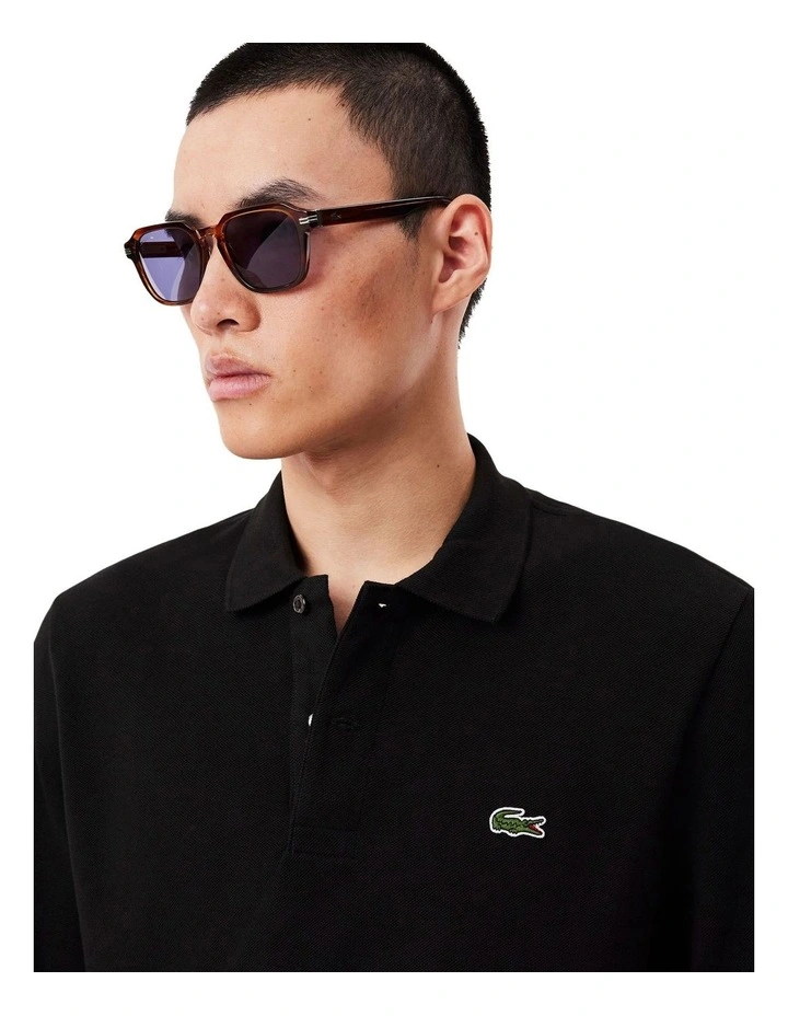Original Long Sleeve Cotton L.12.12 Polo Shirt in Black image 3