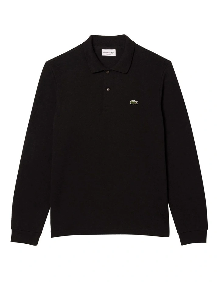 Original Long Sleeve Cotton L.12.12 Polo Shirt in Black image 5