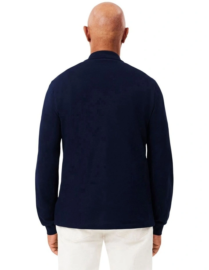 Original L.12.12 Long Sleeve Cotton Polo in Navy Blue image 2