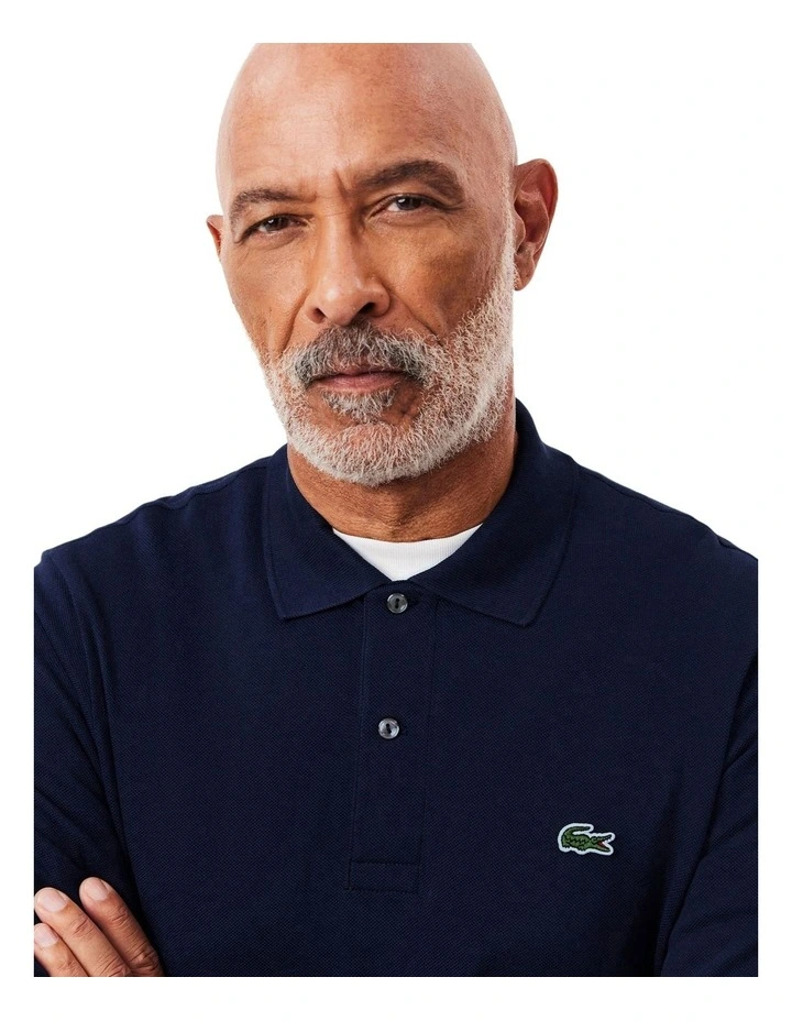 Original L.12.12 Long Sleeve Cotton Polo in Navy Blue image 3