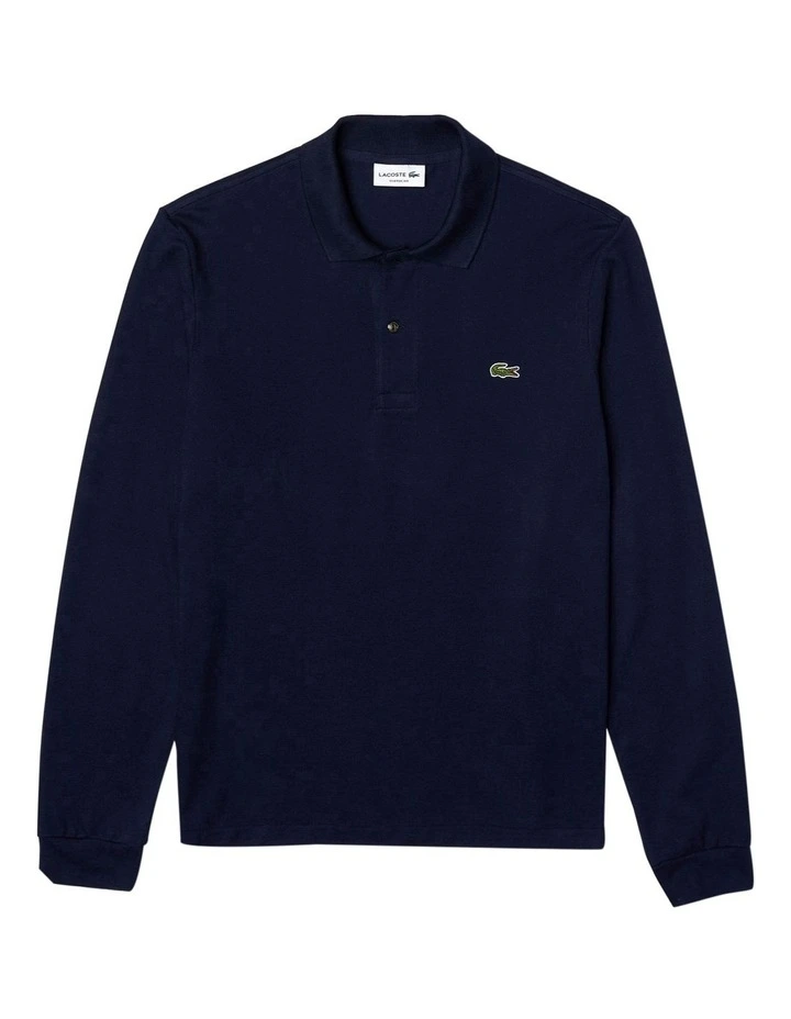 Original L.12.12 Long Sleeve Cotton Polo in Navy Blue image 5