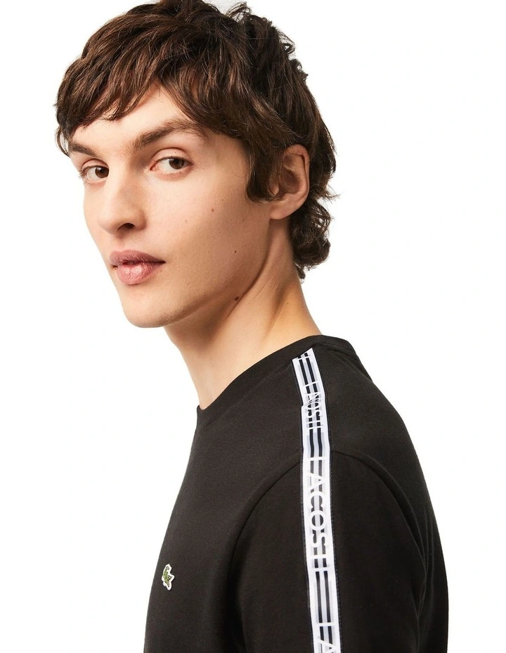 Logo Tape Jersey T-shirt in Black image 4