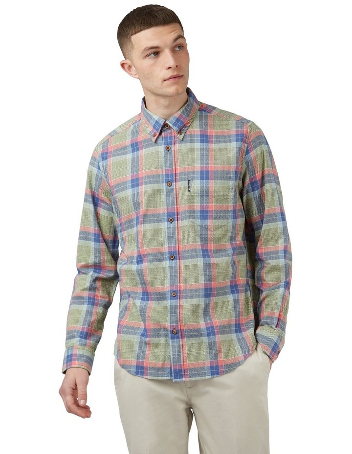 Long Sleeve Madras Seersucker Check Shirt in Lemon