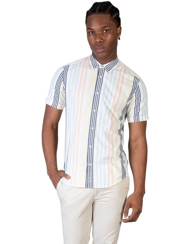 Bright Stripe Short Sleeve Shirt in White