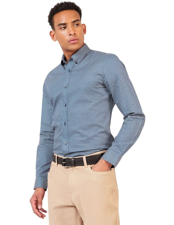 Chevron Print Long Sleeve Shirt in Navy