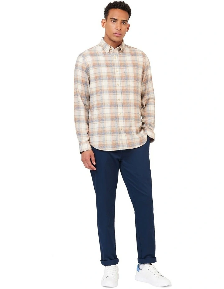 Twisted Yarn Check Long Sleeve Shirt in Beige image 2