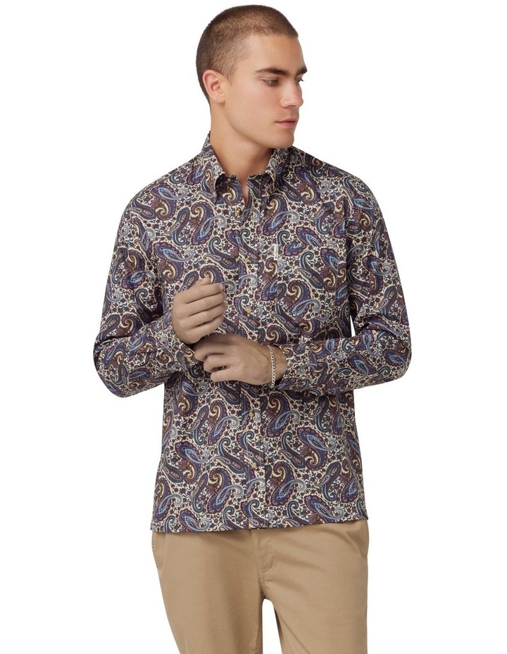 Paisley Print Long Sleeve Shirt in Grey