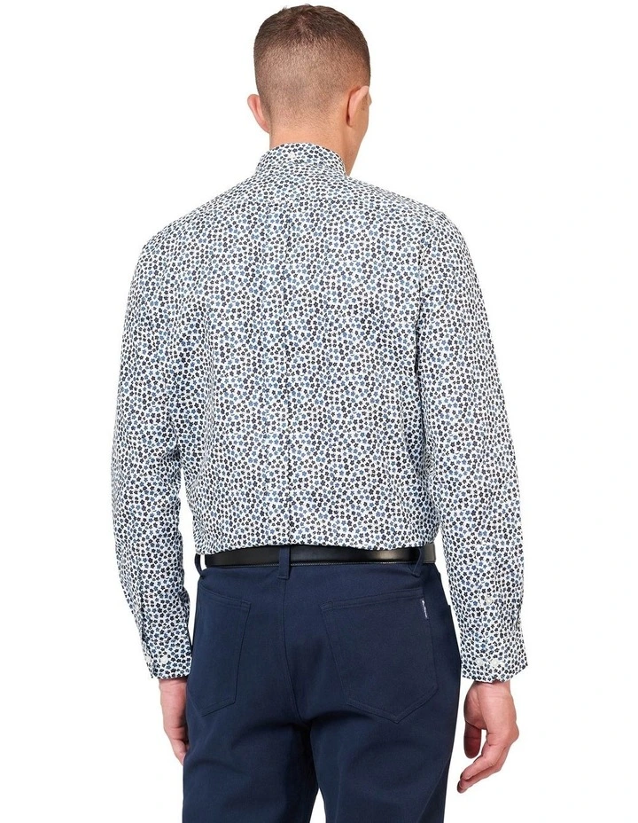 Ditsy Floral Print Long Sleeve Shirt in White image 3