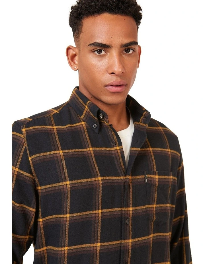 Ben Sherman Oversized Brushed Check Long Sleeve Shirt In Black - Foto 6