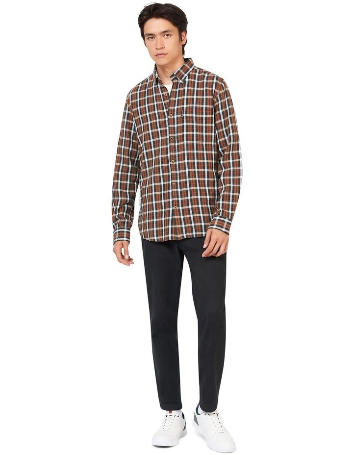 Herringbone Check Long Sleeve Shirt in Orange image 2