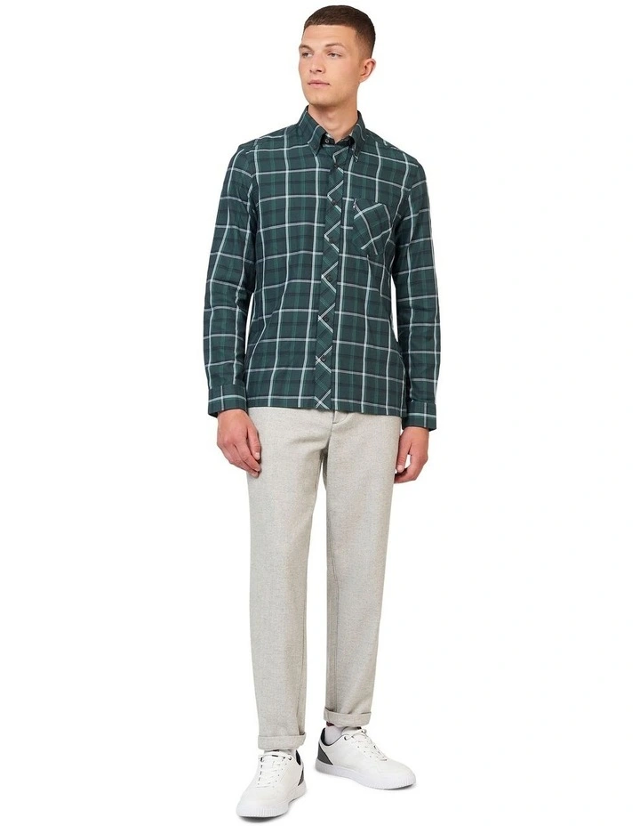 Grid Check Long Sleeve Shirt in Fraser Green image 2