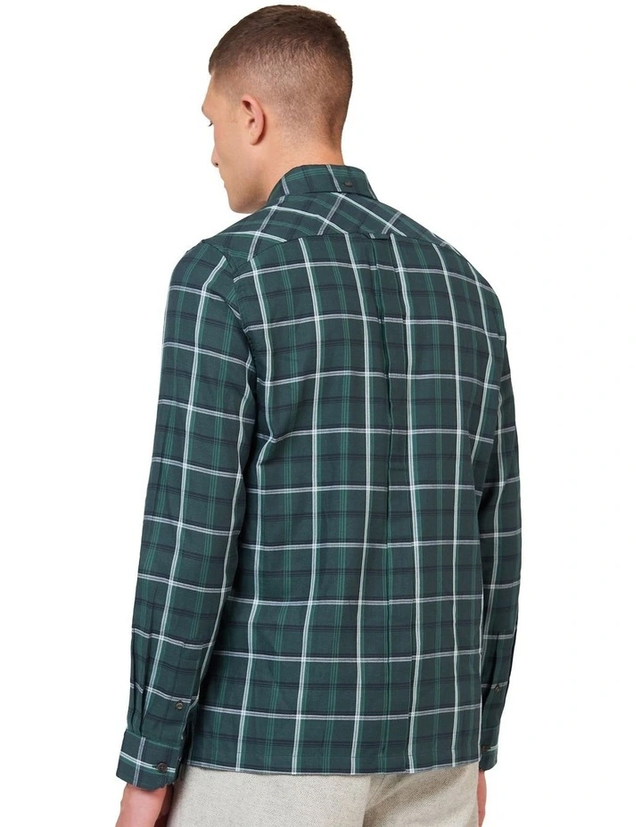 Grid Check Long Sleeve Shirt in Fraser Green image 3