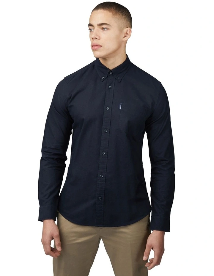 Signature Oxford Long Sleeve Shirt in Black image 1