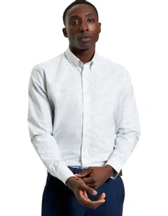Seagull Print Long Sleeve Shirt in Snow White