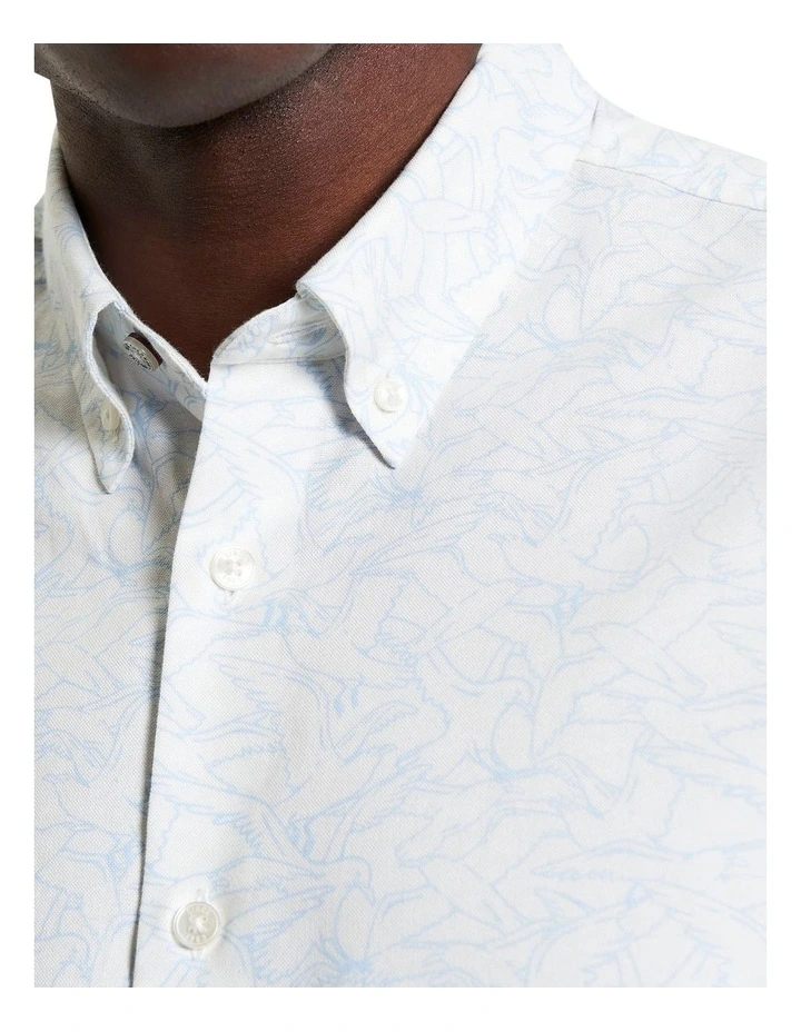 Seagull Print Long Sleeve Shirt in Snow White image 4