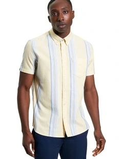 Oxford Stripe Short Sleeve Shirt in Corn