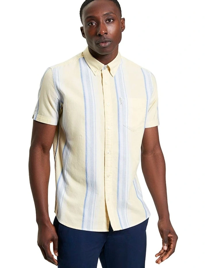 Oxford Stripe Short Sleeve Shirt in Corn image 1