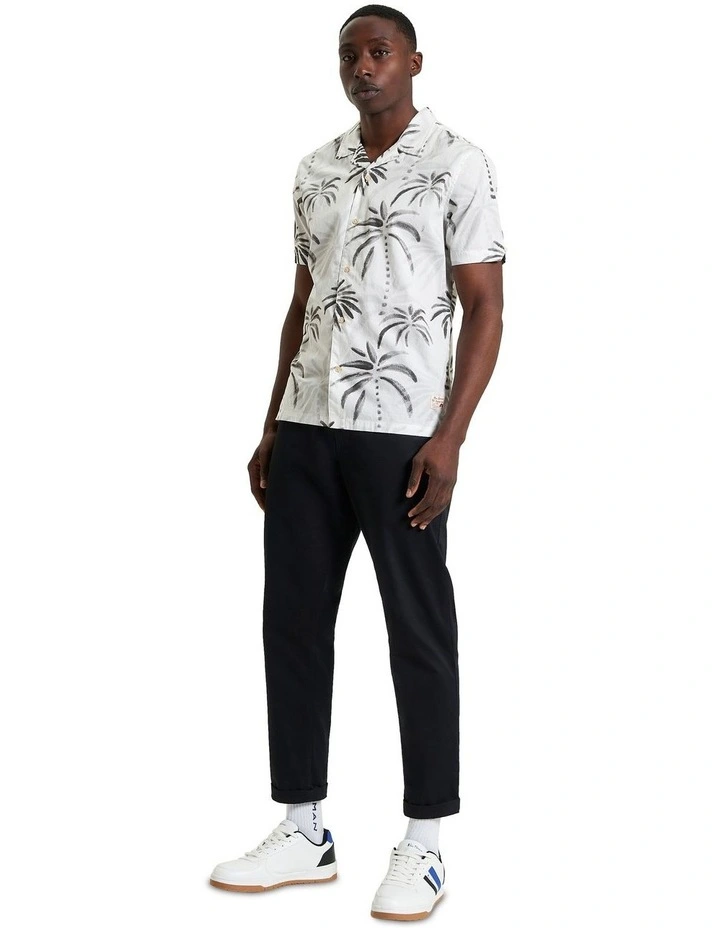 Palm Print Short Sleeve Shirt in Snow White image 3